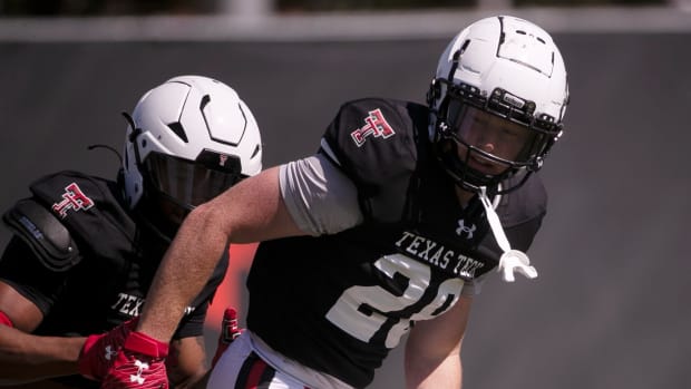 Texas Tech s Chief Collins attends football practice, Wednesday, Aug. 9, 2023, at the Sports Performance Center.